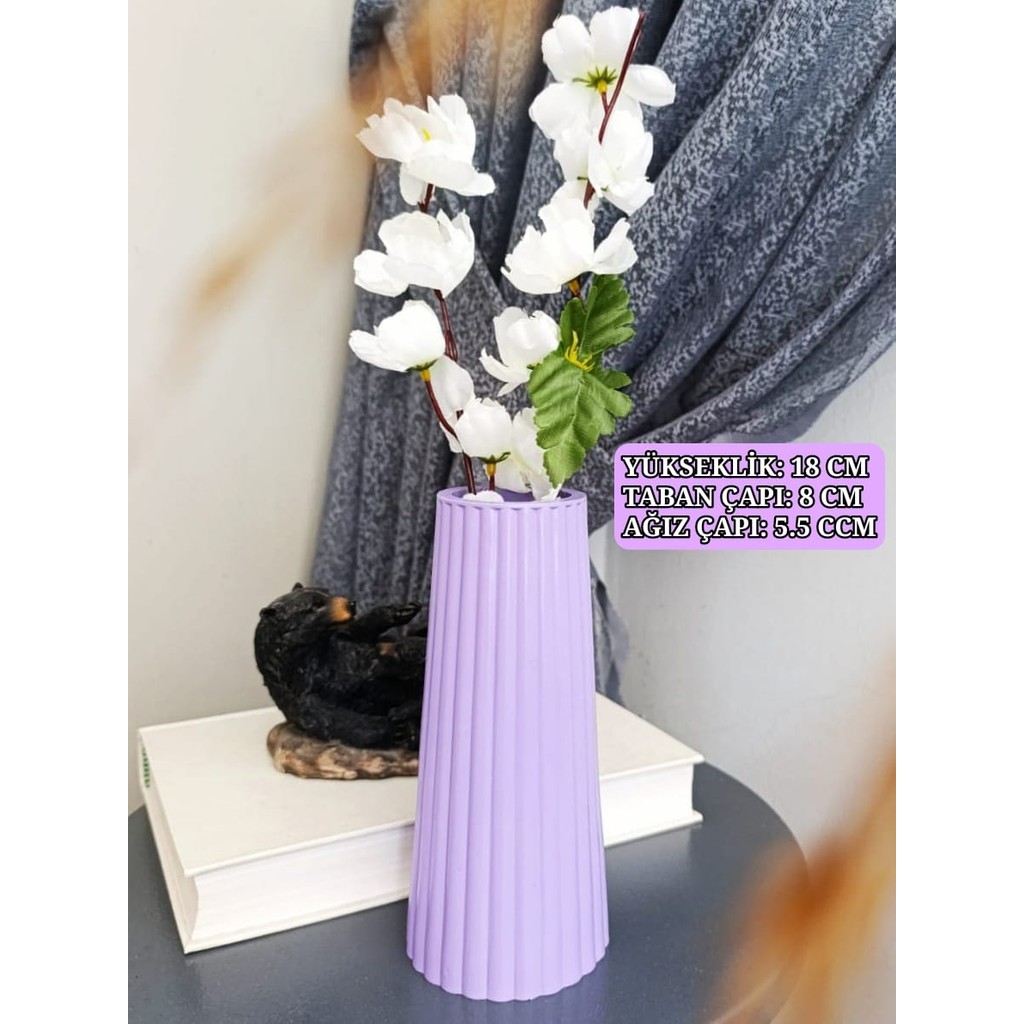 Lavanta Renk Uzun Büyük Boy Çizgili Vazo Bohem Uzun Vazo Iskandinav Tarz Vazo 18X 8 cm SSD / Solid State Drive Fiyatı