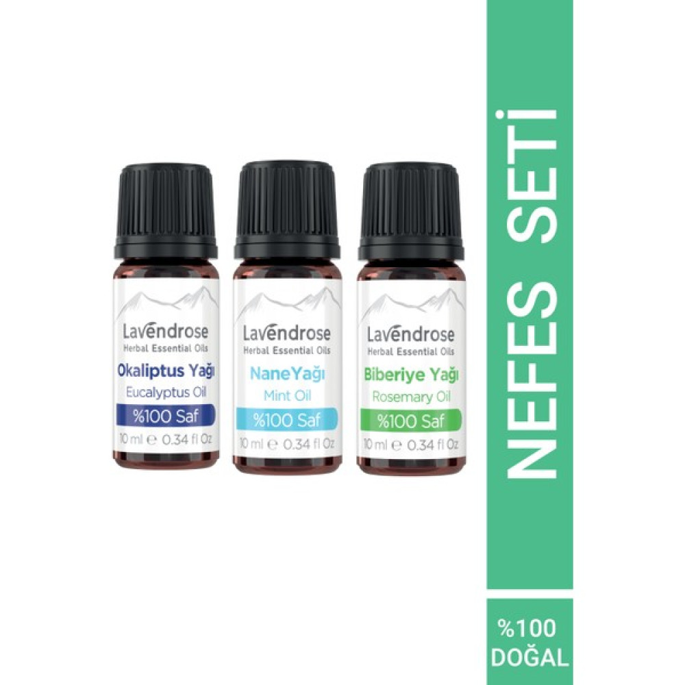 Lavendrose Aromaterapi Uçucu Yağ Nefes Seti %100 Saf Okaliptus Yağı,saf Biberiye Yağı,saf Nane Yağı Nemlendiriciler Fiyatı