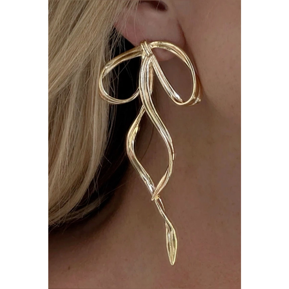 Lavian Accessories Gold Renk Big Fiyonk Küpe Standart Beden Bijuteri Küpe Fiyatı