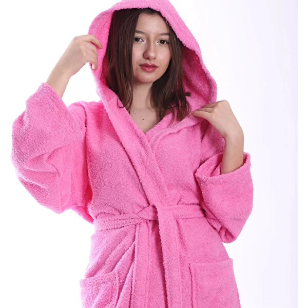 Lavin Battal Boy Yetişkin Geniş Beden Kapşonlu Büyük Bornoz - Pembe - 2XL Bornoz Fiyatı