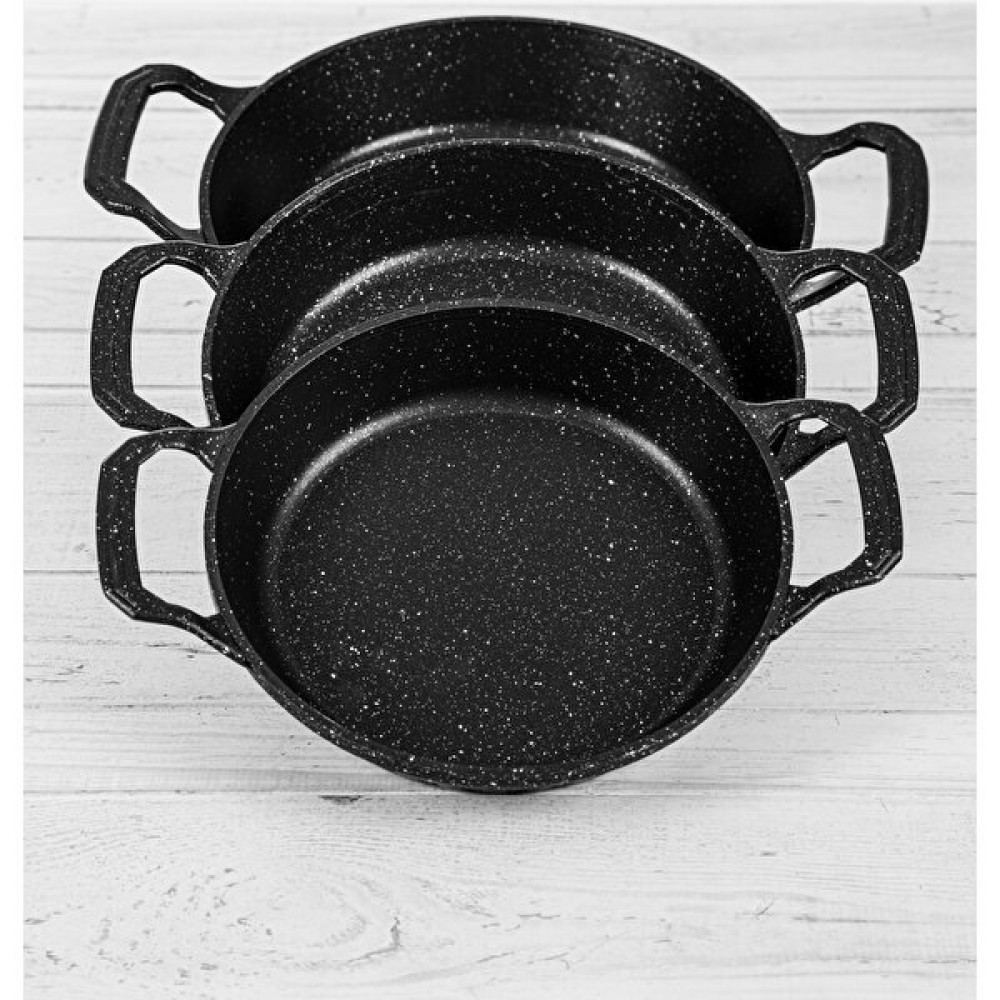 Laviss Kitchen 3 Lü Granit Döküm Sahan Seti (18cm-20cm-22cm) - Siyah Tavalar Fiyatı
