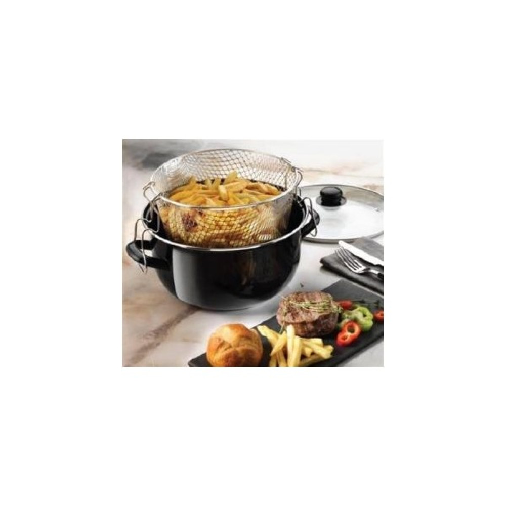 Laviss Kitchen Emaye Patates Biber Patlıcan Kabak Sosis Kızartma Tenceresi 24 cm - Parlak Siyah Tencereler Fiyatı
