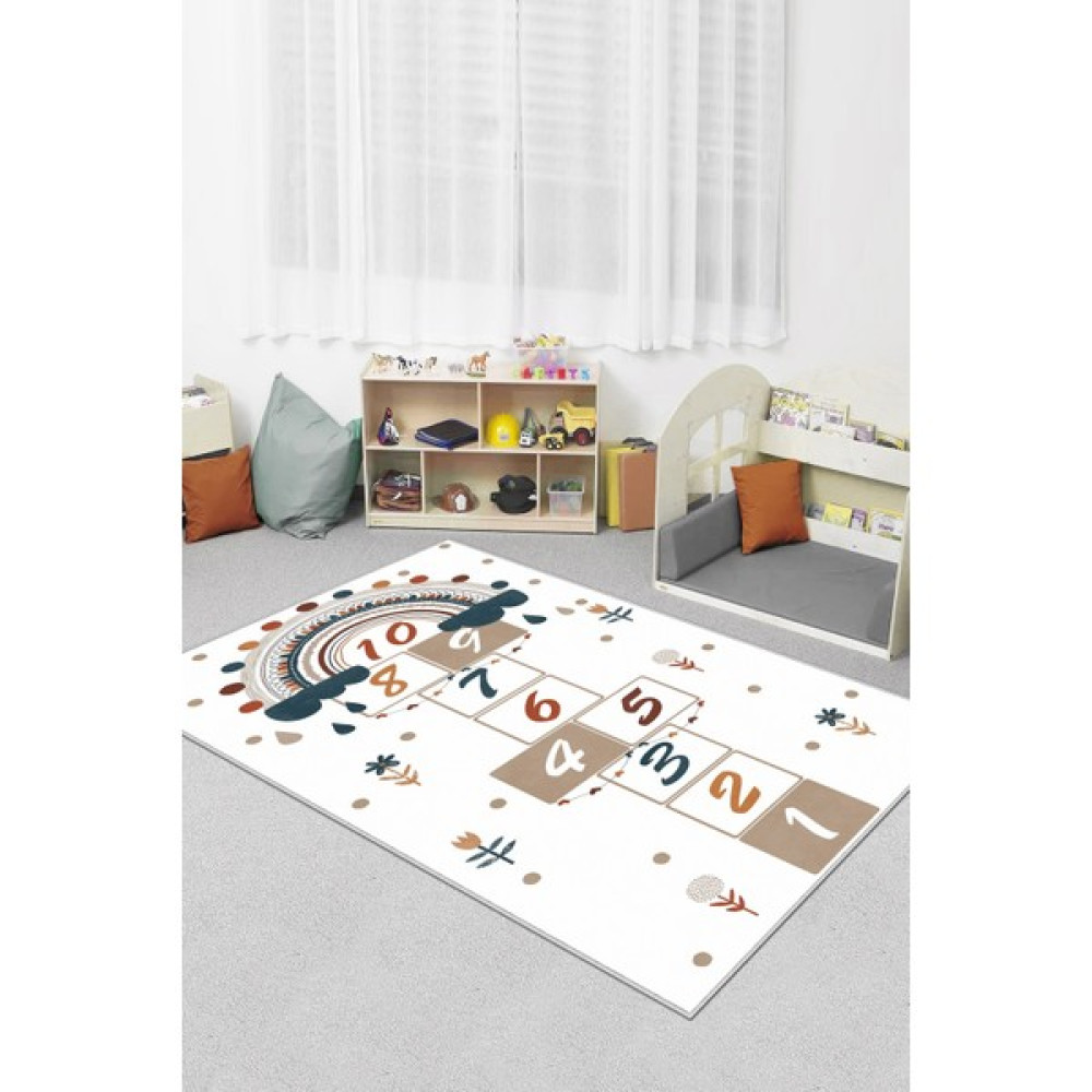 Lavita Home Makinede Yıkanabilir  Kaymaz Taban Dijital Baskı Seksek Desenli Oyun Halısı  Çocuk Odası Halısı - 140 x 200 cm - Beyaz Bebek Odası Halı Fiyatı