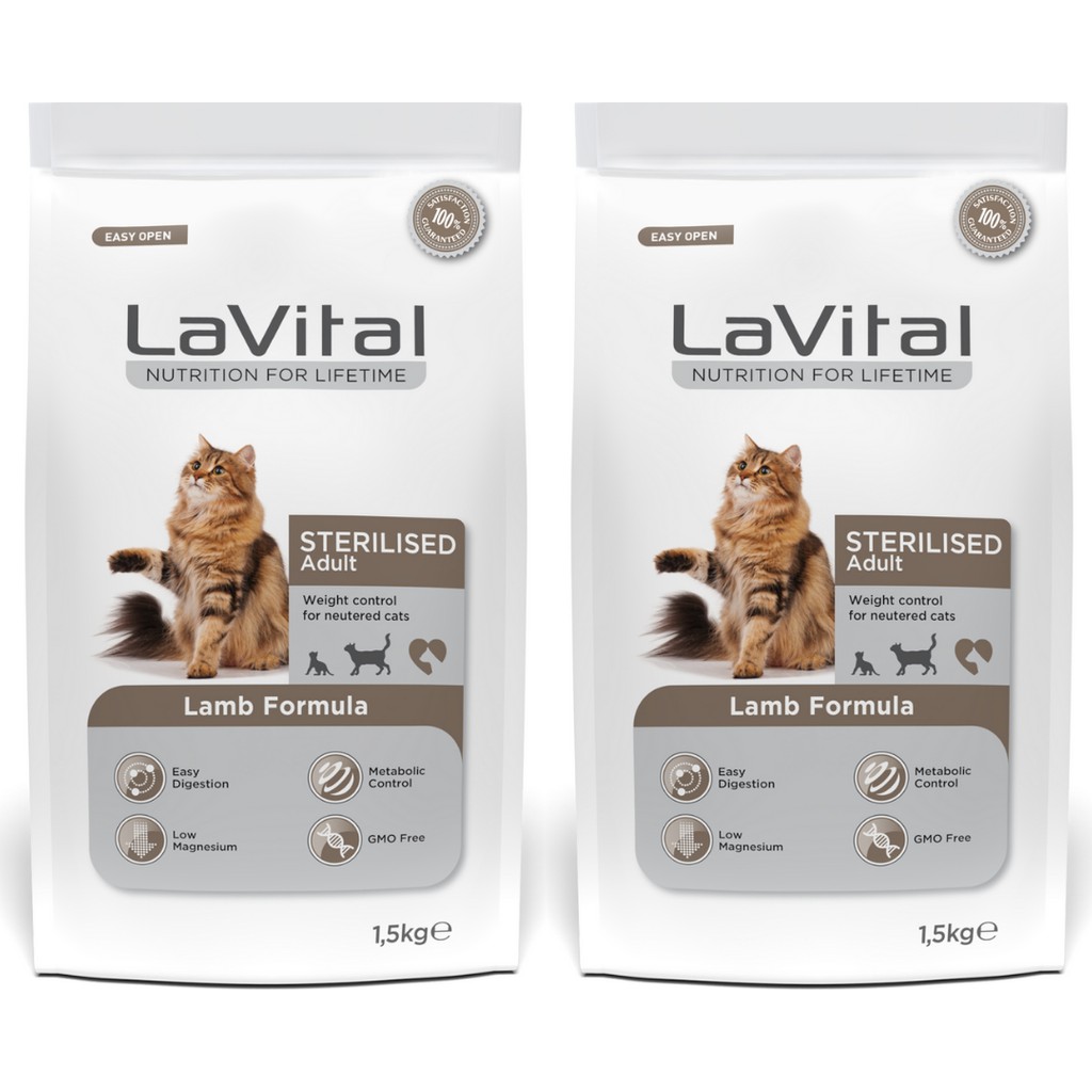 LaVital La Vital Premium Kısır Kedi Maması 1.5 kg 2'li Paket Kuzu Tatlı Süper Premium Besin İçeriği Evcil Hayvan Ürünleri Fiyatı