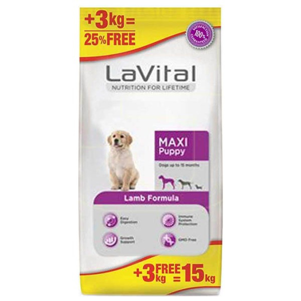LaVital Maxi Puppy Kuzu Etli Büyük Irk Yavru Köpek Maması 12kg + 3kg HEDİYE! Evcil Hayvan Ürünleri Fiyatı