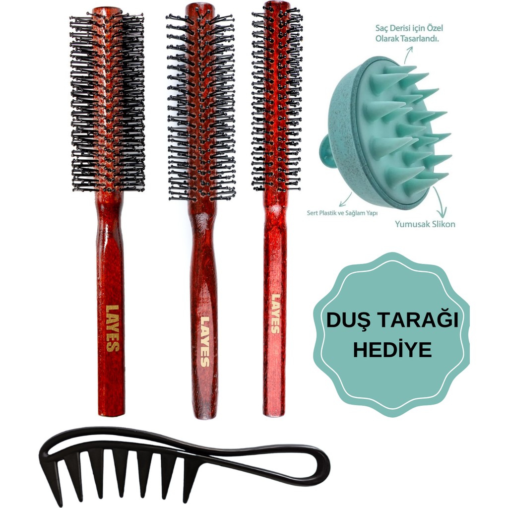 Layes Professional 3’lü Erkek Tarama Fön Fırça Serisi + Şekillendirici Tarak + Pembe Duş Tarağı Saç Fırçası ve Tarağı Fiyatı