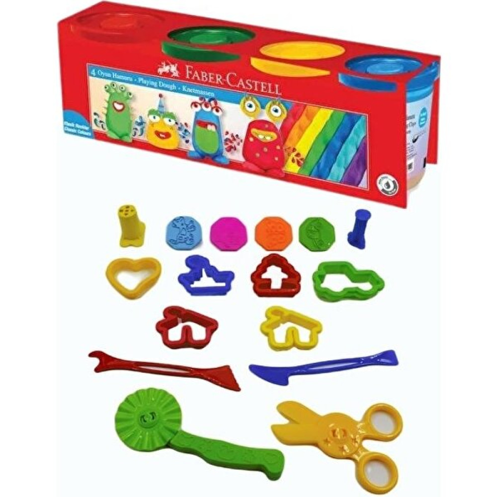 Layfhex Oyun Hamuru Seti (4’lü Faber Castell Oyun Hamuru ve Ant Do 15 Parça Oyun Hamuru Kalıbı) - Pembe - Mor - Turuncu Eğitici Oyuncak Fiyatı