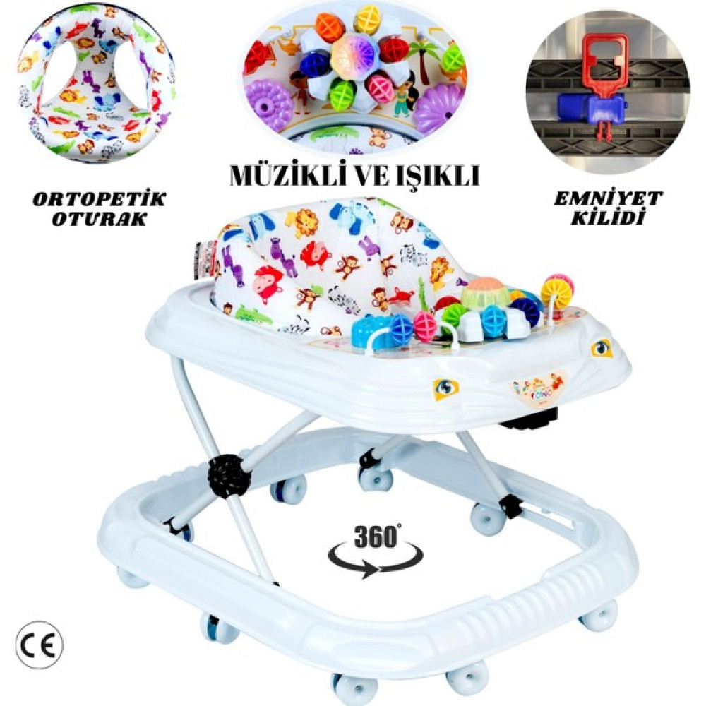 Layline Müzikli ve Işıklı Yürüteç 10 Ayak Örümcek Modeli - Beyaz Yürüteç Fiyatı