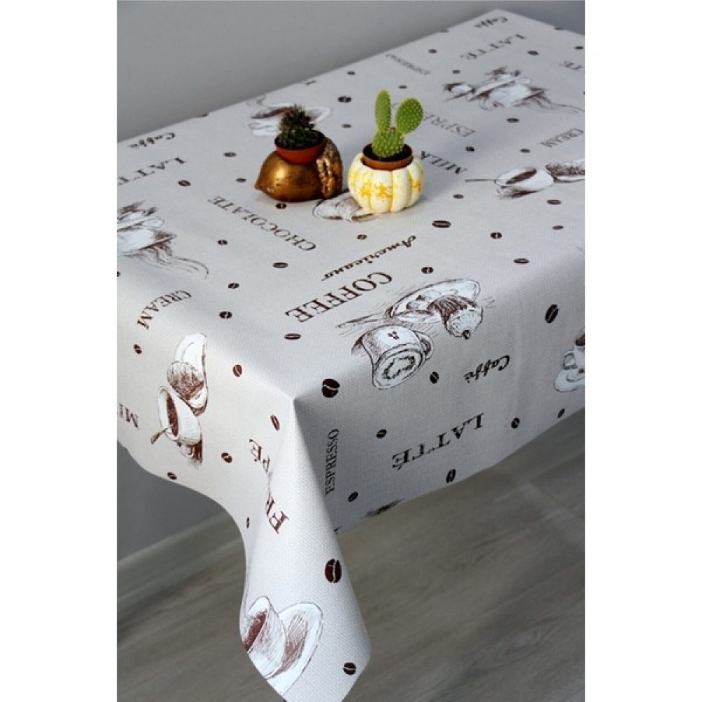Layrol Astarlı Pvc Silinebilir Leke Tutmaz Muşamba Masa Örtüsü - Açık Kahverengi - 140 x 220 cm Masa Örtüsü Fiyatı