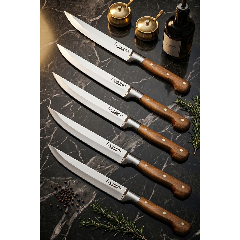 Lazbisa Hand Craft Mutfak Bıçak Seti Et Ekmek Sebze Meyve Doğrama Bıçağı 5 Li Günlük Kullanım ( Mtf-051 ) Bıçaklar ve Bıçak Setleri Fiyatı