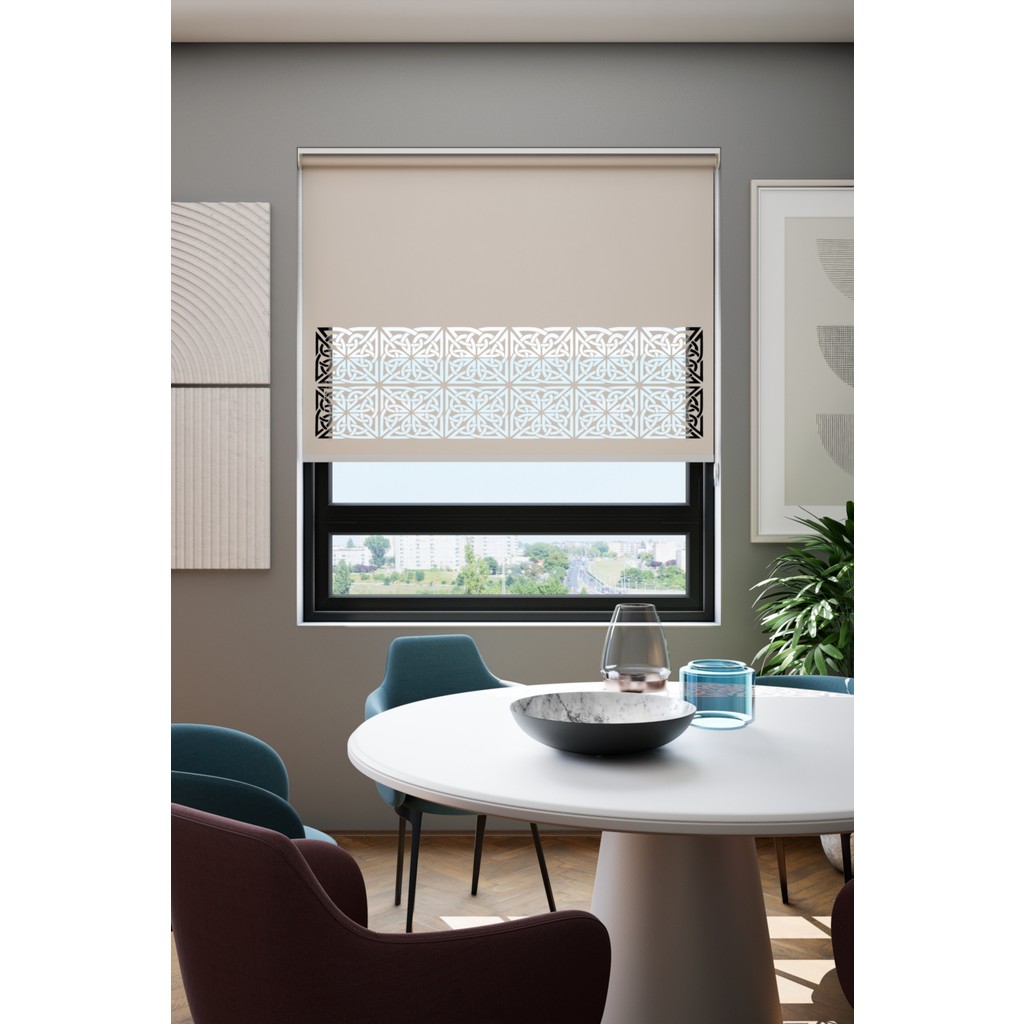 Lazer Kesim Mat Stor Perde, Lazer Kesimli Klasik Serisi, C-161003 Açık Kahverengi - 80 x 200 cm Perde Fiyatı