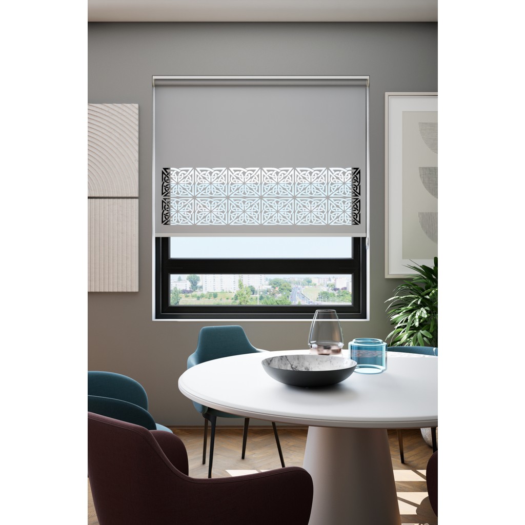 Lazer Kesim Mat Stor Perde, Lazer Kesimli Klasik Serisi, C-161005 Gri Renk - 80 x 200 cm Perde Fiyatı