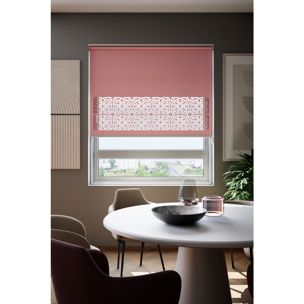 Lazer Kesim Mat Stor Perde, Lazer Kesimli Klasik Serisi, C-161006 Gül Kurusu Renk - Gülkurusu - 50 x 200 cm Perde Fiyatı