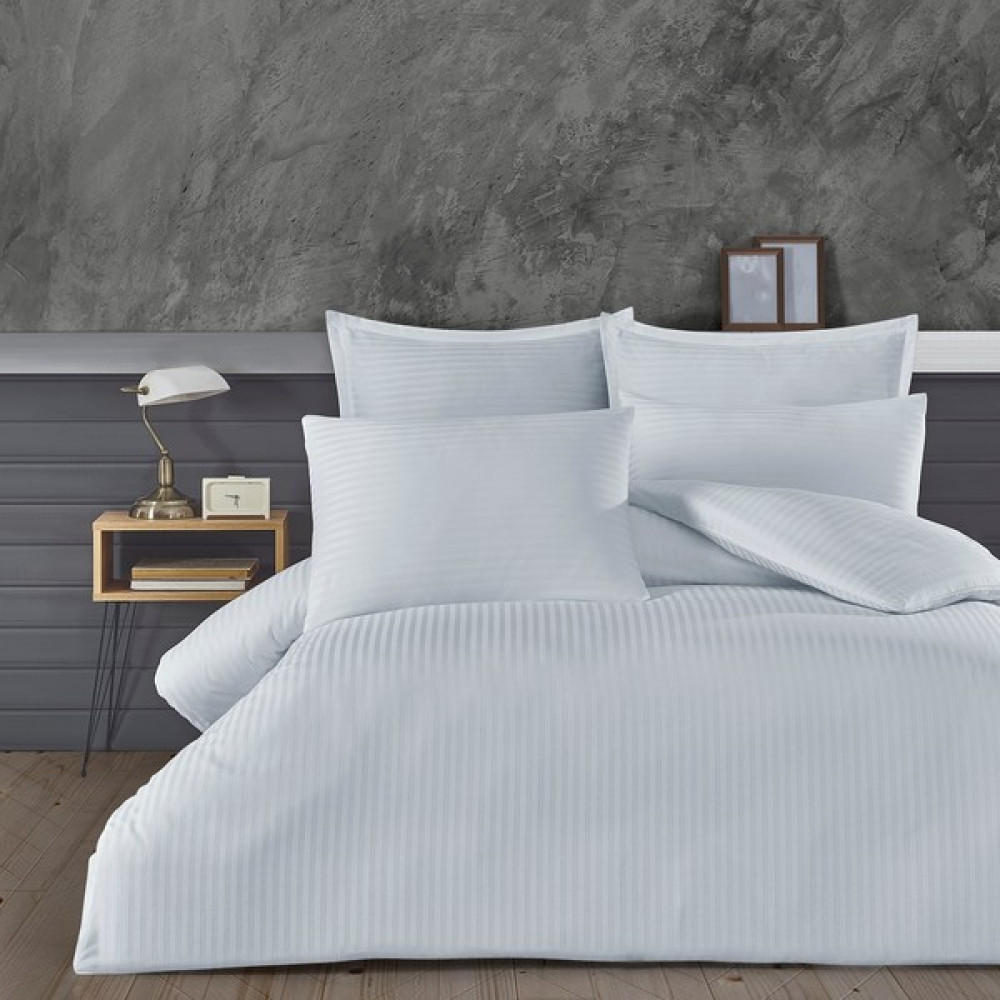 Lbm Tekstil Çift Kişilik Pamuk Saten Çizgili Nevresim Takımı Otel Tipi - Beyaz - 200 x 230 cm Nevresim Takımı Fiyatı