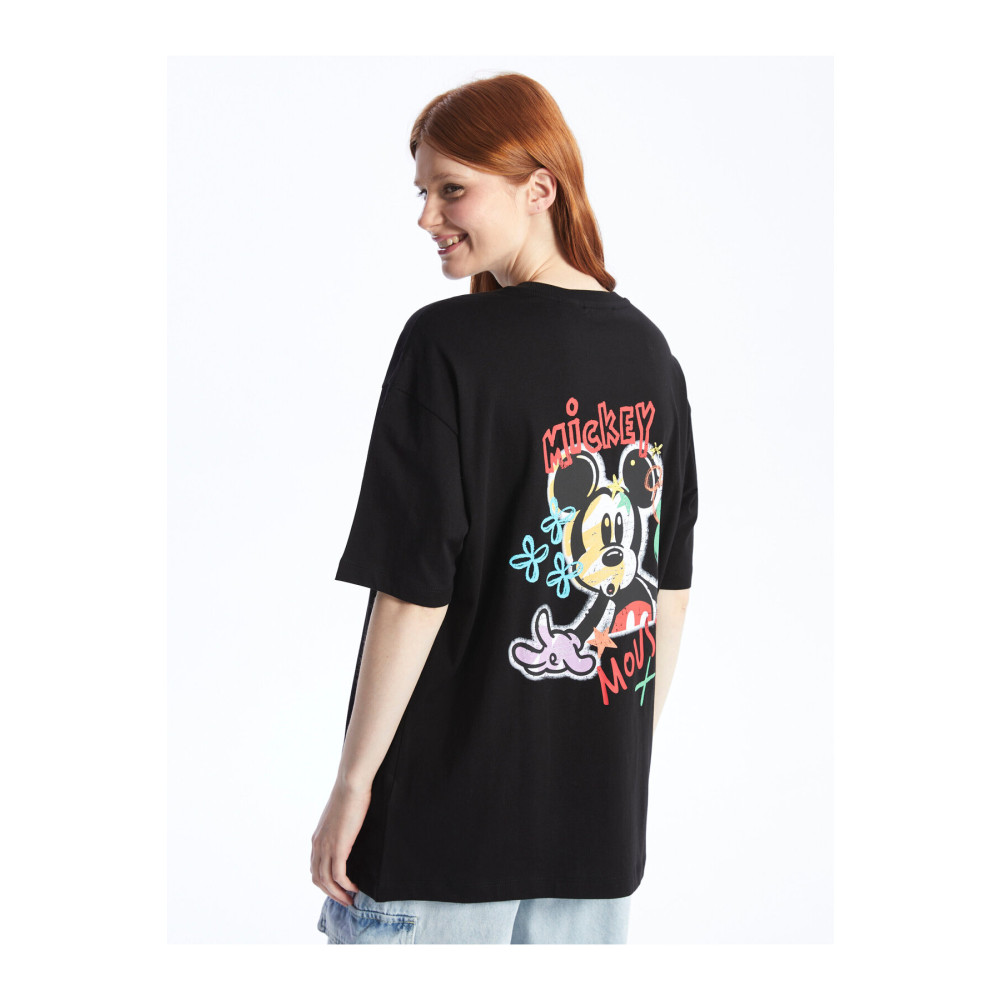 LC Waikiki Bisiklet Yaka Mickey Mouse Baskılı Kısa Kollu Kadın Tişört L Beden Bayan T-shirt Fiyatı