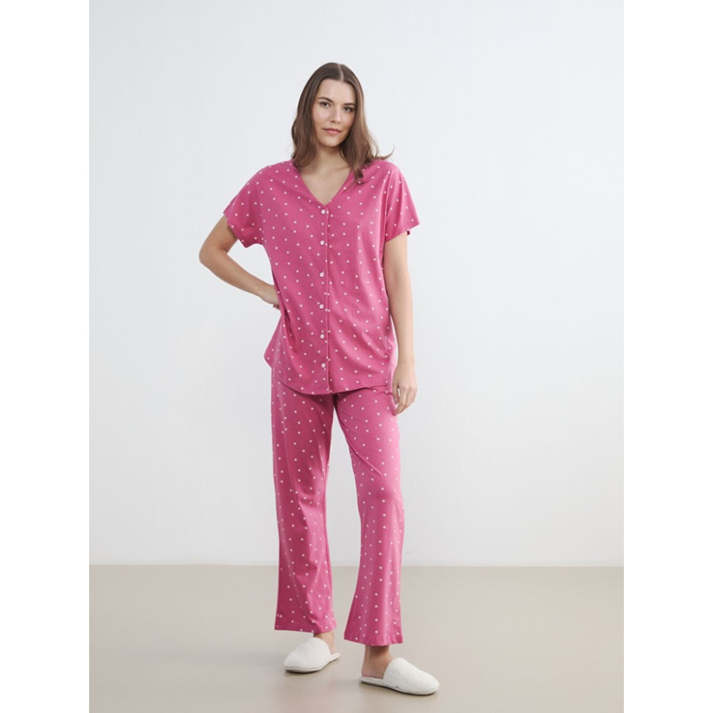 Lcw Pembe V Yaka Desenli Hamile Pijama Takım Kadın Pijama Fiyatı