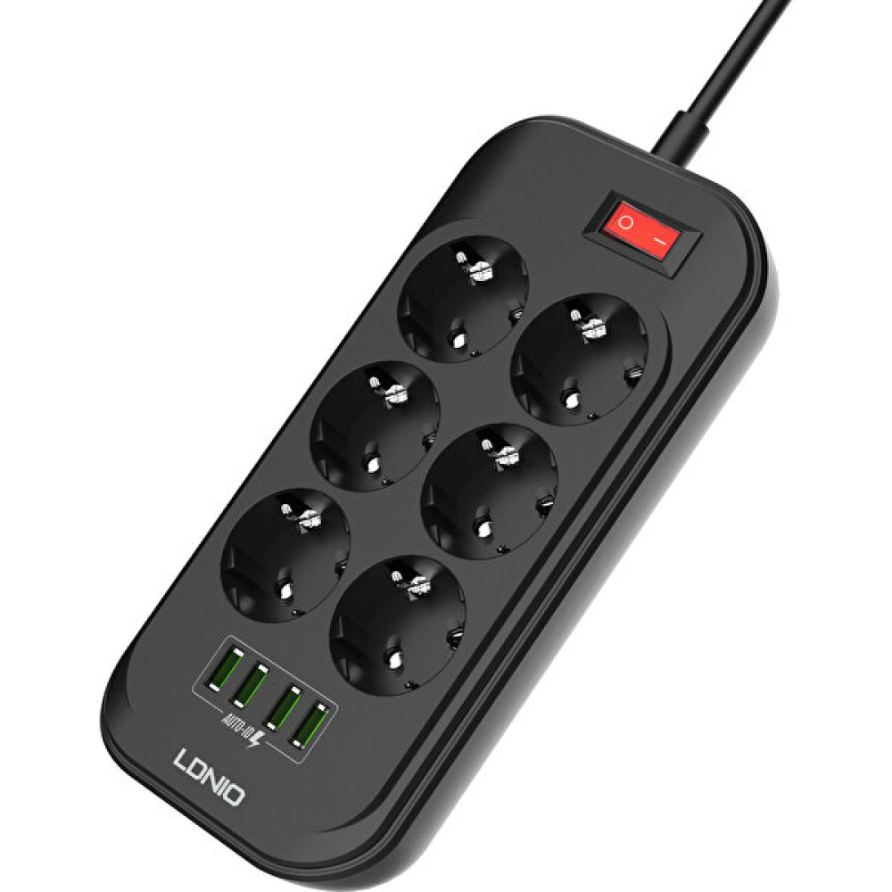 Ldnio 6'lı Akım Korumalı Priz 3.4A 4 Port USB Girişli -SE6403 Prizler Fiyatı