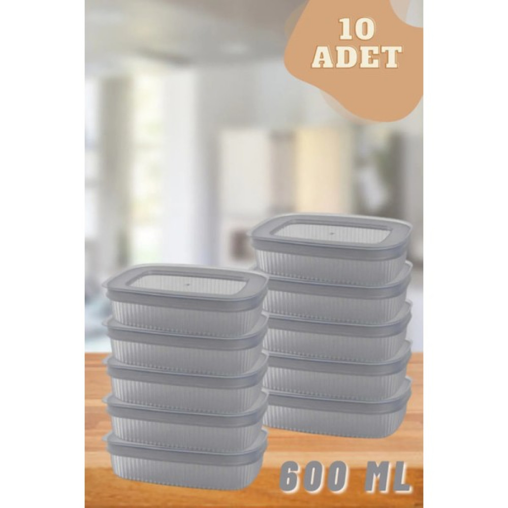 LDR 10'lu Kapaklı Mini Saklama Kabı - Kahvaltılık- Buzdolabı - Yemek Kabı 600ML Saklama Kapları Fiyatı