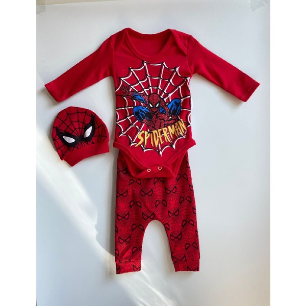 LE BON BABY Erkek Bebek Spiderman Desenli 3'lü Takım Bebek Giysi Takım Fiyatı