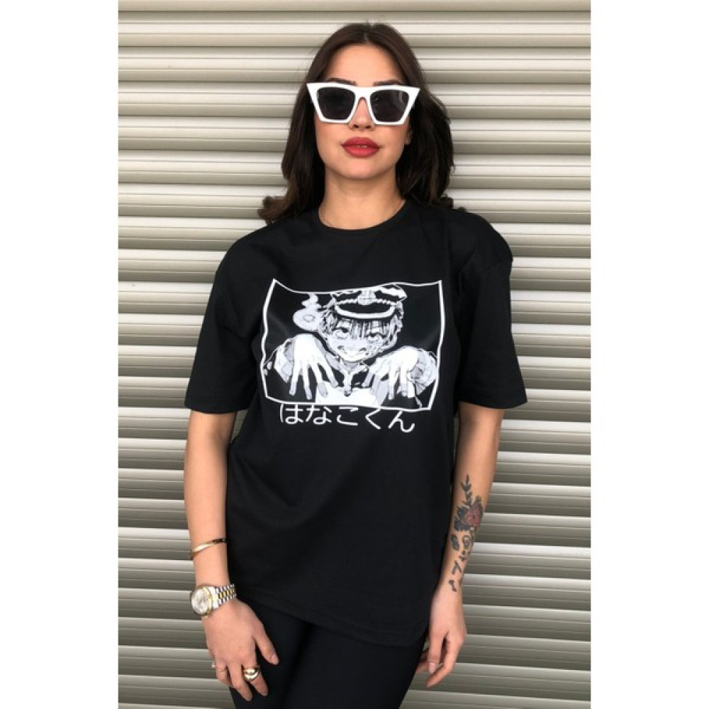 Le Dress Le.dress Kadın Siyah Oversize Anime Baskılı Tişört Bayan T-shirt Fiyatı