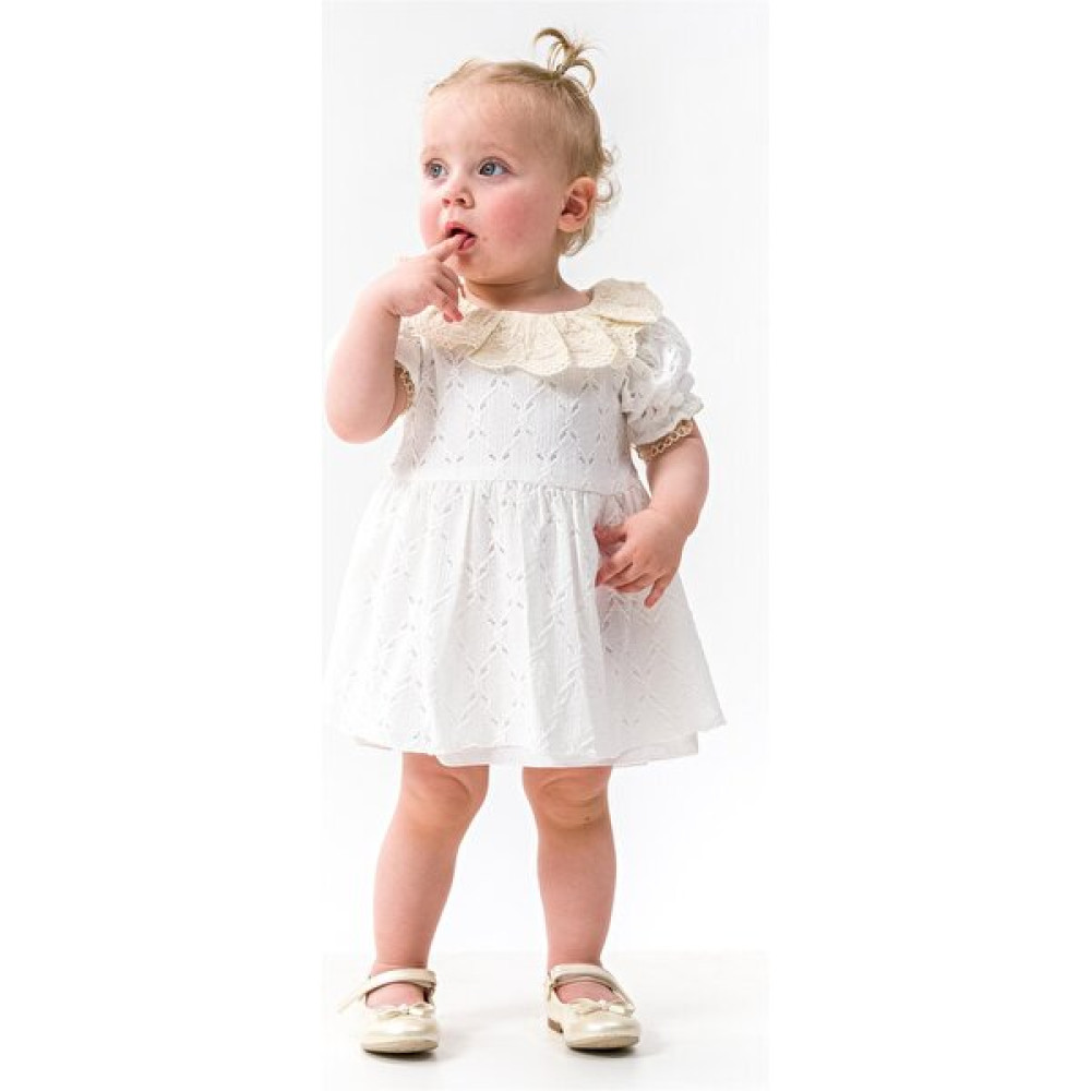 Le Mabelle Ekru Fisto Yakalı Brode Kız Bebek Elbise - Holly Bebek Elbisesi Fiyatı