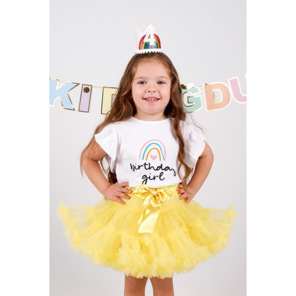 Le Mabelle Gökkuşağı Birthday Girl Baskılı Kısa Kollu Kız Çocuk Tişört - Mabel Kız Çocuk T-shirt Fiyatı