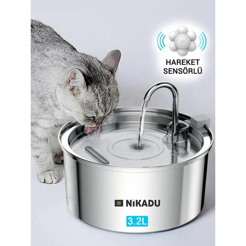 Le Musk Hareket Sensörlü 3.2 L Paslanmaz Çelik Kedi Köpek Için Otomatik Su Pınarı Su Çeşmesi Su Sebili - Gümüş Evcil Hayvan Ürünleri Fiyatı