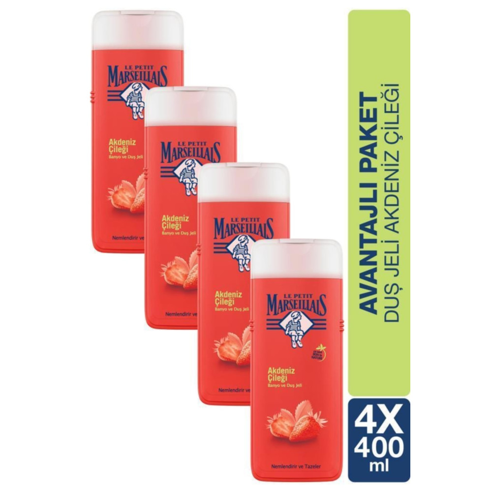 Le Petit Marseillais Akdeniz Çileği Nemlendirici Banyo Ve Duş Jeli 400ml X 4 Adet Duş Jelleri ve Banyo Köpükleri Fiyatı