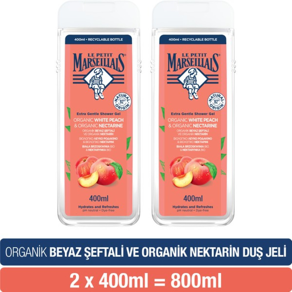 Le Petit Marseillais Beyaz Şeftali ve Nektarin Duş Jeli 400 ml x 2 Adet Duş Jelleri ve Banyo Köpükleri Fiyatı