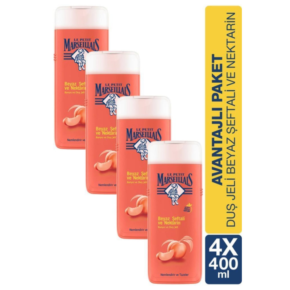 Le Petit Marseillais Beyaz Şeftali Ve Nektarin Nemlendirici Banyo Ve Duş Jeli 400 Ml X4 Duş Jelleri ve Banyo Köpükleri Fiyatı