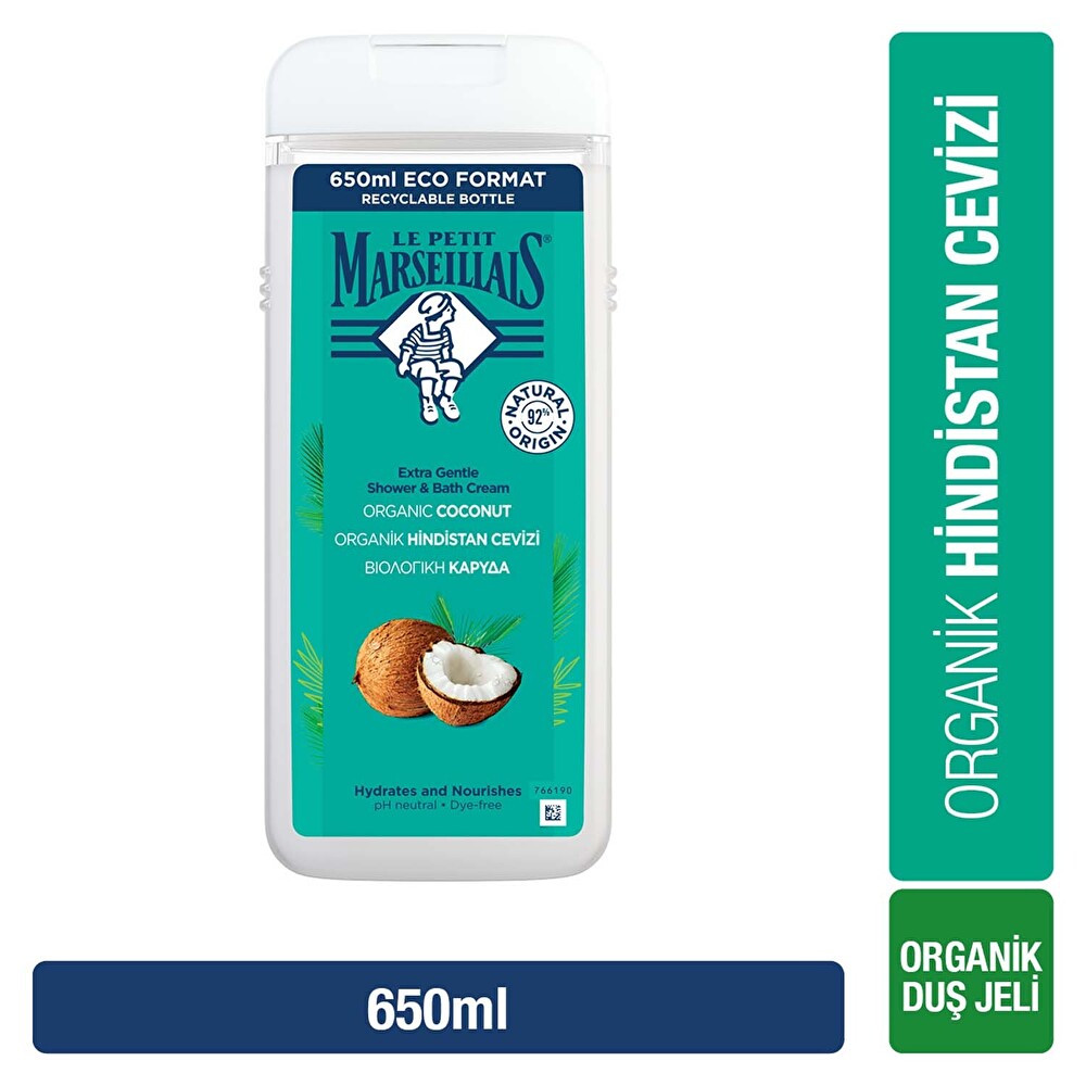 Le Petit Marseillais Bonheur Hindistan Cevizi Duş Jeli 650 ml Duş Jelleri ve Banyo Köpükleri Fiyatı