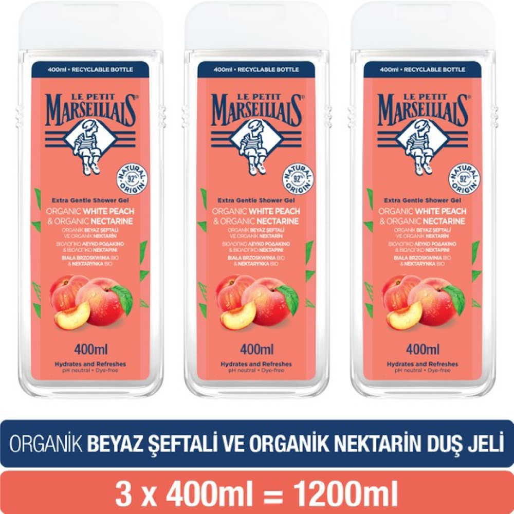 Le Petit Marseillais Duş Jeli Şeftali ve Nektarin 400 ml x3 Duş Jelleri ve Banyo Köpükleri Fiyatı