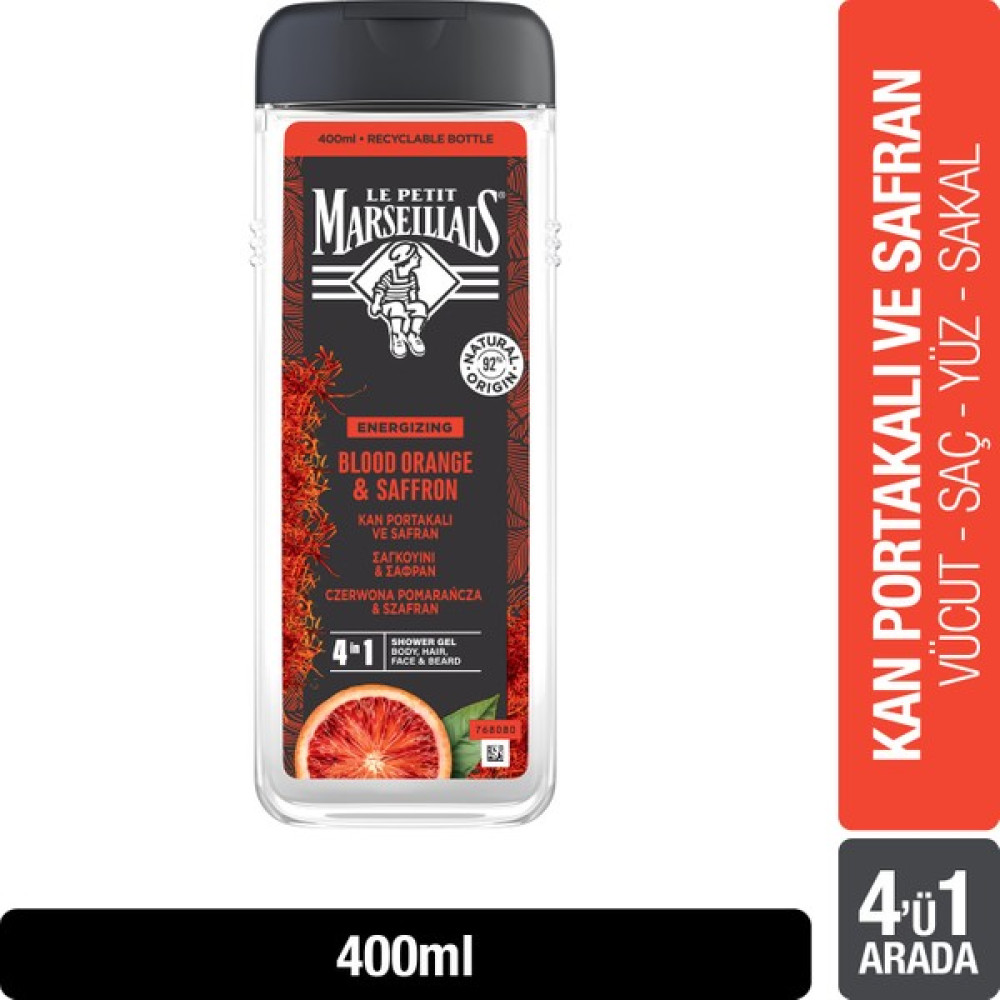 Le Petit Marseillais Kan Portakalı ve Safran Duş Jeli ve Şampuan 400 ml For Men Duş Jelleri ve Banyo Köpükleri Fiyatı