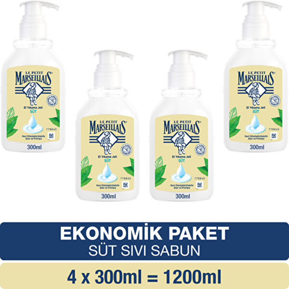 Le Petit Marseillais Nemlendirici Sıvı Sabun Süt 300 ml x4 Ekonomik Paket El Bakımı Fiyatı