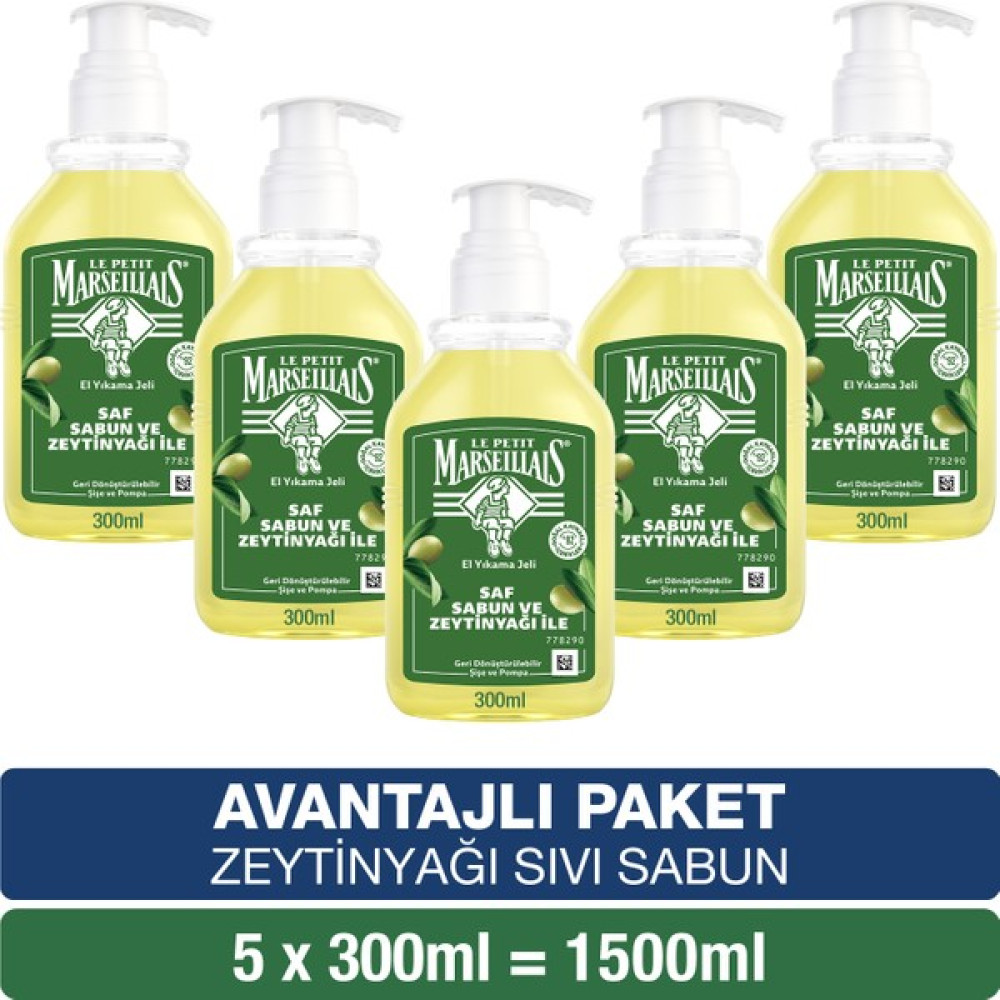 Le Petit Marseillais Saf Sıvı Sabun Zeytinyağı 300 ml x5 Avantajlı Paket El Bakımı Fiyatı