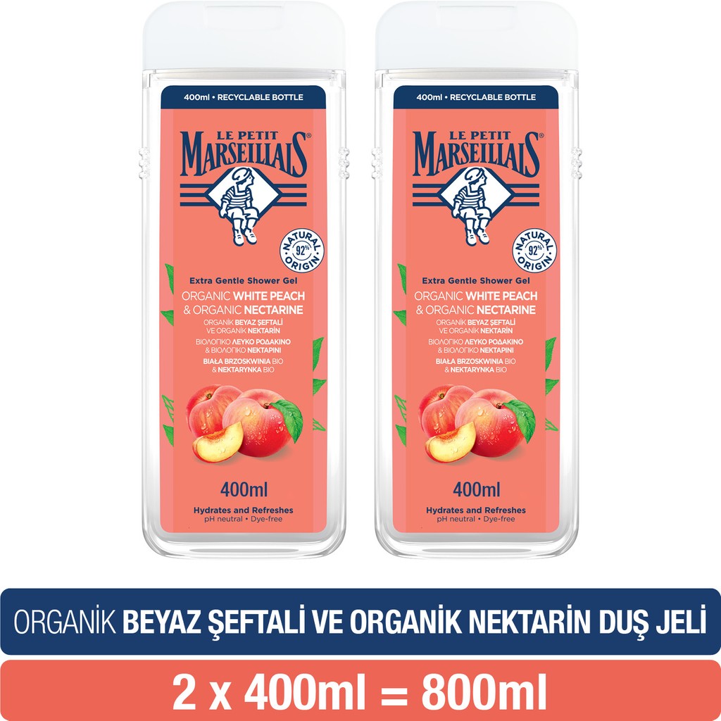 Le Petit Marseillais Şeftali Duş Jeli 2'li 400 ml Duş Jelleri ve Banyo Köpükleri Fiyatı