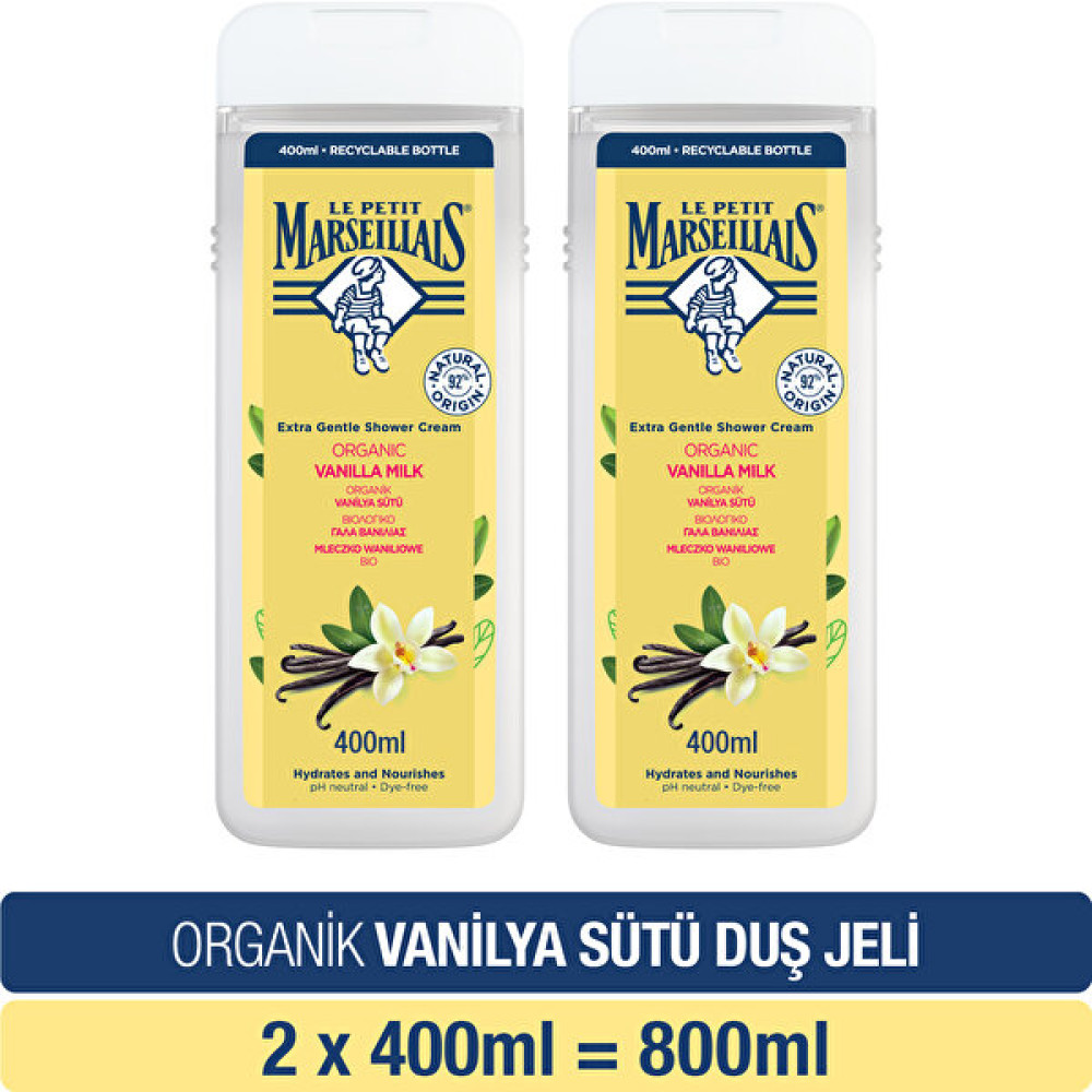 Le Petit Marseillais Vanilya Sütü Duş Jeli 400 ml X 2 Adet Duş Jelleri ve Banyo Köpükleri Fiyatı