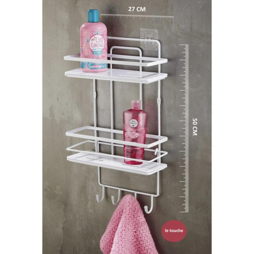 Le Touche Yapışkanlı Banyo Düzenleyici Kristal Raflı Ömür Boyu Paslanmaz Şampuanlık - Beyaz Banyo Rafı Fiyatı