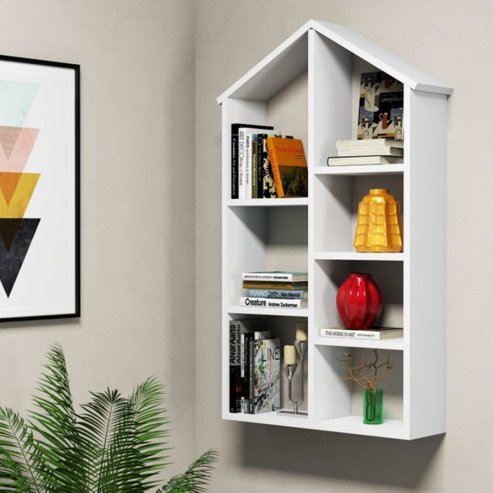 Leaf Decor Dekoratif Ev Temalı Kitaplık Ofis Çocuk Odası Kitap Duvar Rafı Beyaz Akr Kitaplık Fiyatı