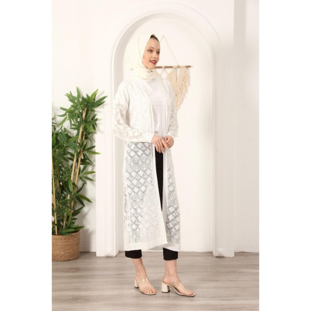 Leaf Fashion For Women Kadın Kol Ağzı ve Etek Detaylı Mevsimlik ve Yazlık Uzun Hırka Kadın Hırka Fiyatı