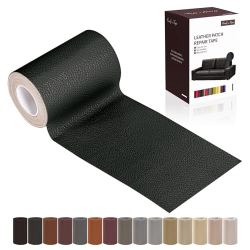 Leather Repair Patch Tape, Black 3 x 61 Inches Self Adhesive Leather Repair Kit for Furniture, Car Seat,Vinyl Leather Repair Kit for Office Chairs, Couch, Sofa, Luggage