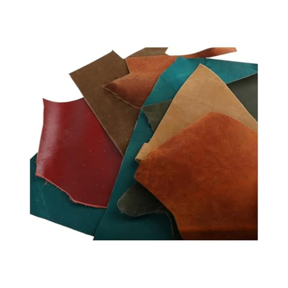 Leather Scrap - Large Pieces of Full Grain Leather Cowhide Remnants Bag - Design & Make Crafts - Mixed Colors (1 Lbs)