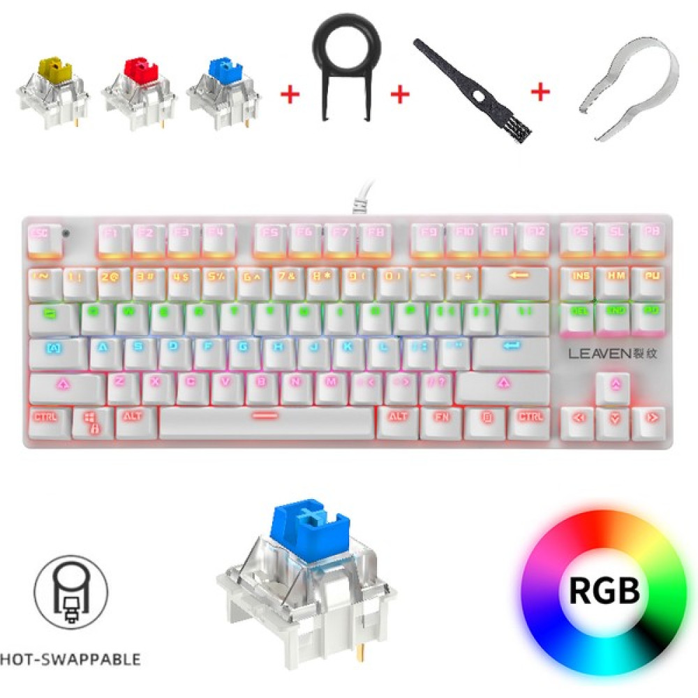 Leaven K550 Kablolu Hot-Swap Blue Switch Mekanik Klavye 87 Tuş - Mavi Switch - Beyaz Oyuncu Klavyesi Fiyatı