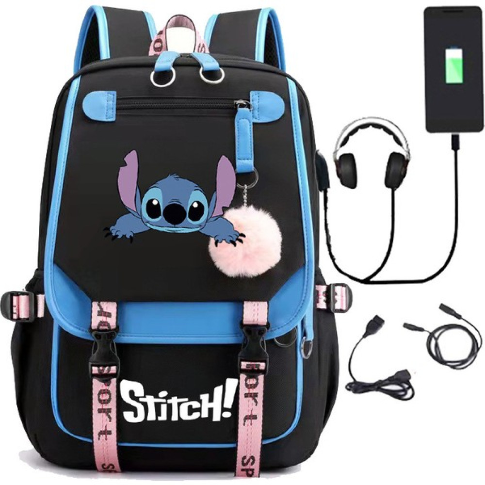 Lebeigo Yeni Lilo Stitch Stitch Stitch USB Şarj Edilebilir Okul Çantası Erkek ve Kadın Öğrenci Sırt Çantası Sırt Çantası (Yurt Dışından) - Açık Yeşil Okul Çantası Fiyatı