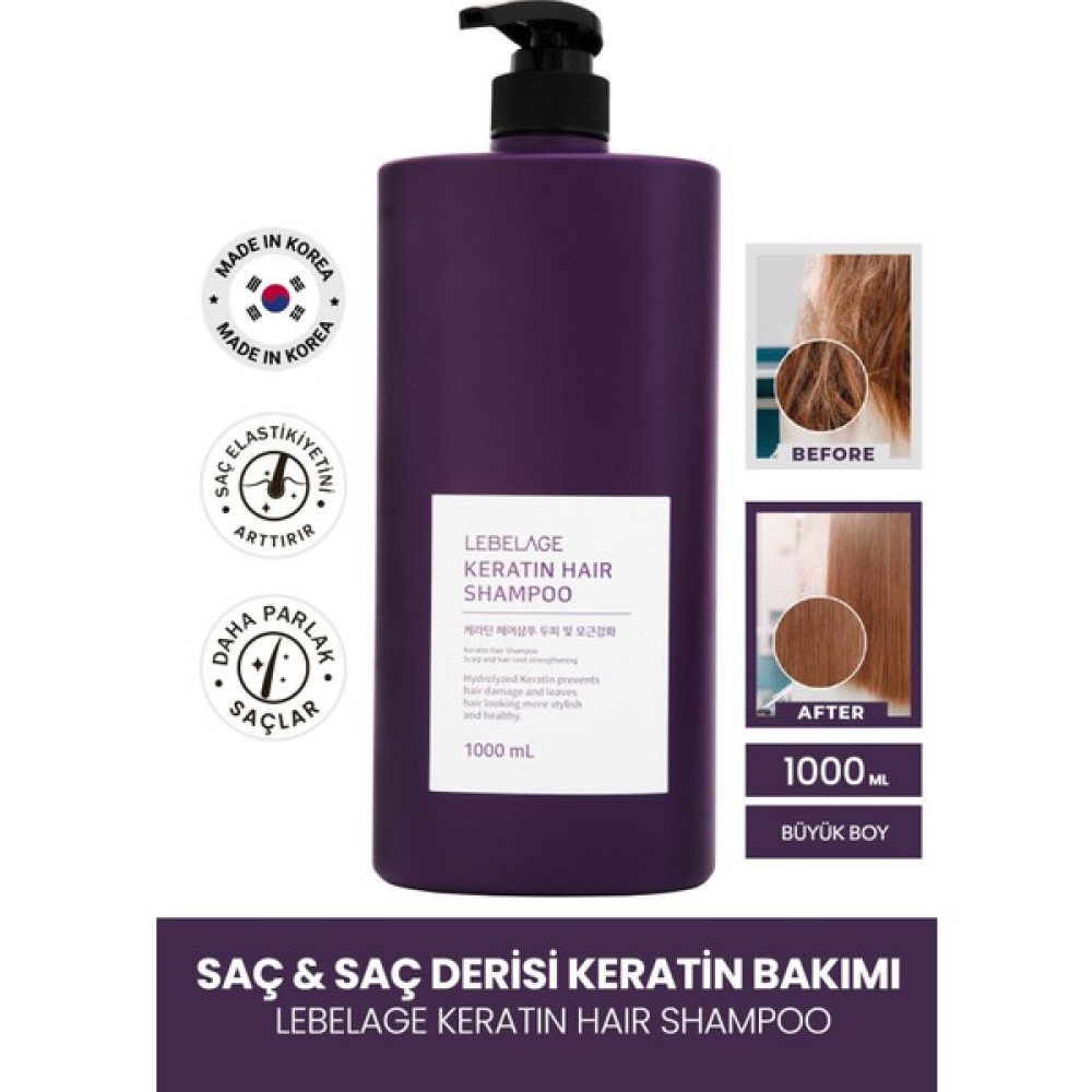 Lebelage 1000 ml Keratin Şampuan Saç ve Saç Derisi Bakımı Sağlayan Kore Şampuan Lebelage Shampoo Şampuan ve Saç Kremi Fiyatı