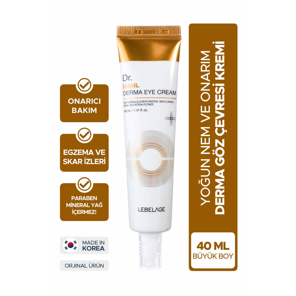 LEBELAGE Egzama Ve Kırışıklık Karşıtı Salyangoz Özlü Nemlendirici Göz Kremi Dr. Snail Derma Eye Cream 40 ml Göz Kremi Fiyatı
