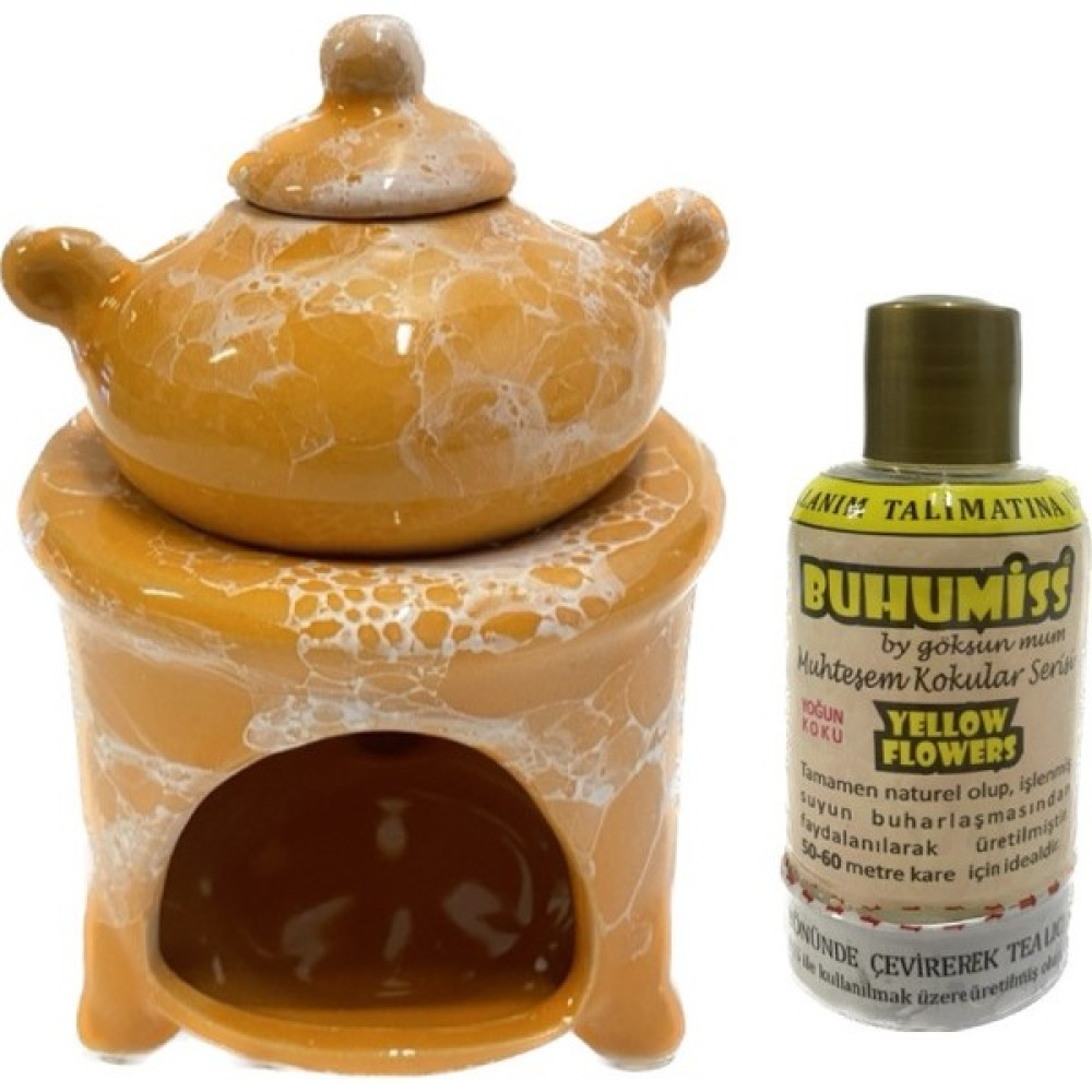 Lecarbee Candles Buhumiss Seramik Buhurdanlık ve Esans - Yellow Flowers - Sarı Şamdan Fiyatı