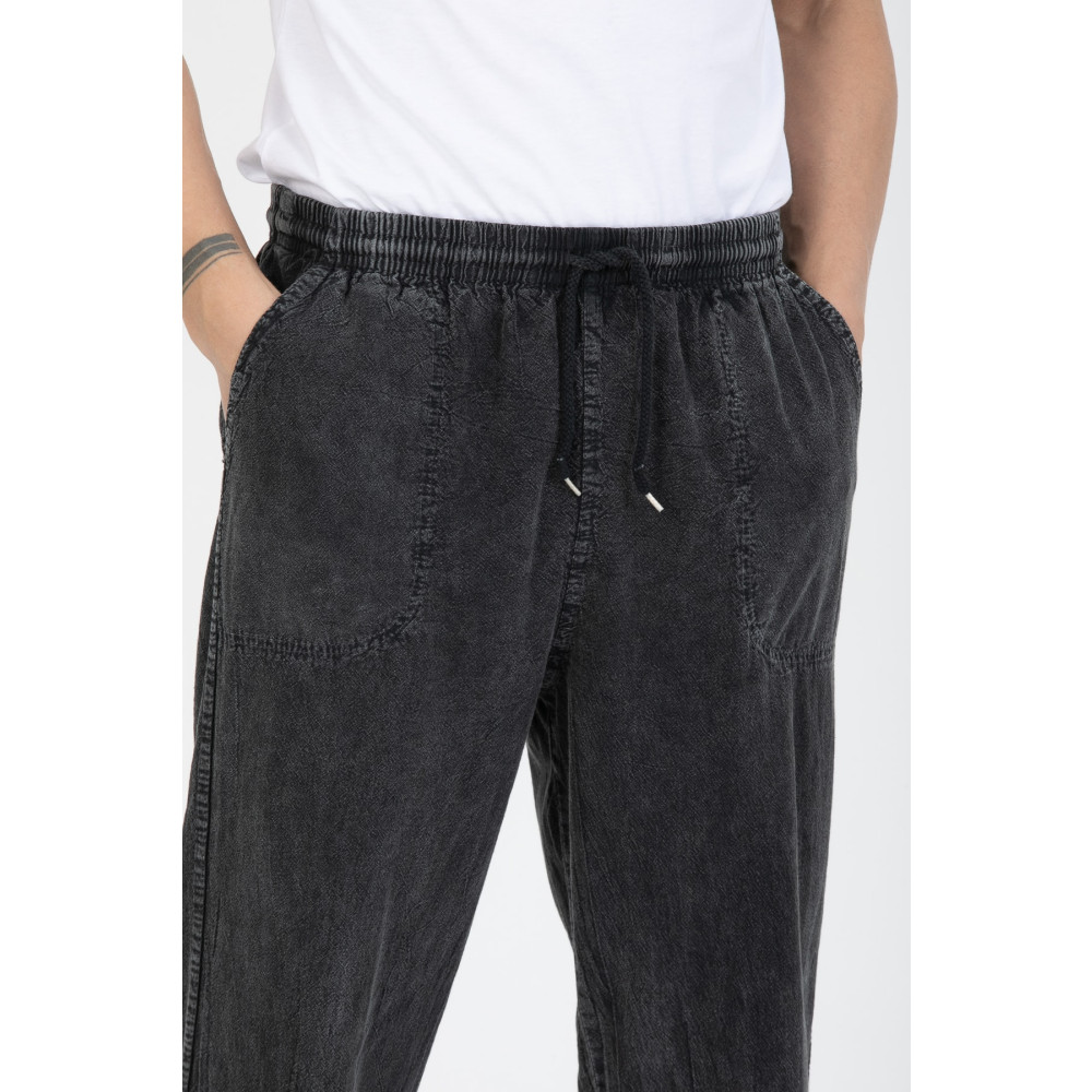 LECH STORE Antrasit Renkli Cepli Beli Lastikli Ince Yazlık Keten Şalvar Pantolon XL Beden Kadın Pantolon Fiyatı