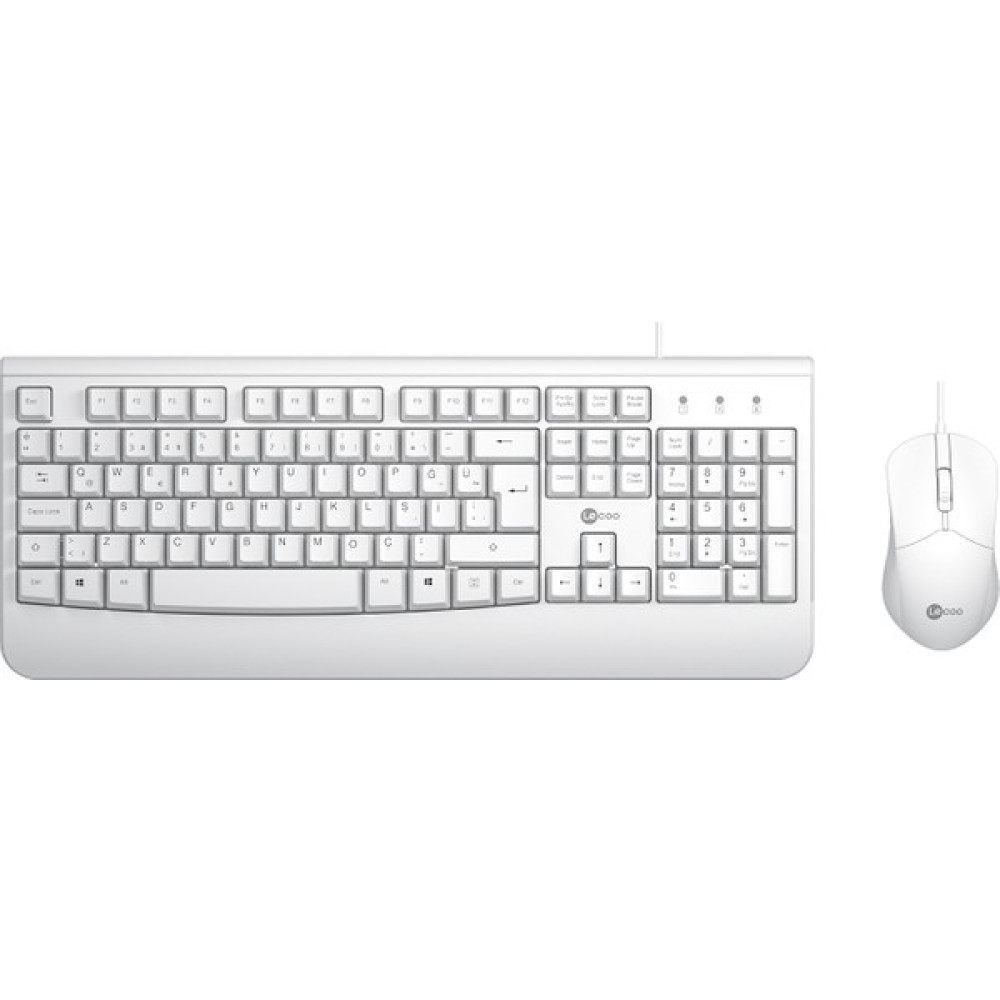 Lecoo Lenovo Lecoo CM105 USB Kablolu Türkçe Q Klavye & Mouse Set Beyaz Klavye - Mouse Fiyatı