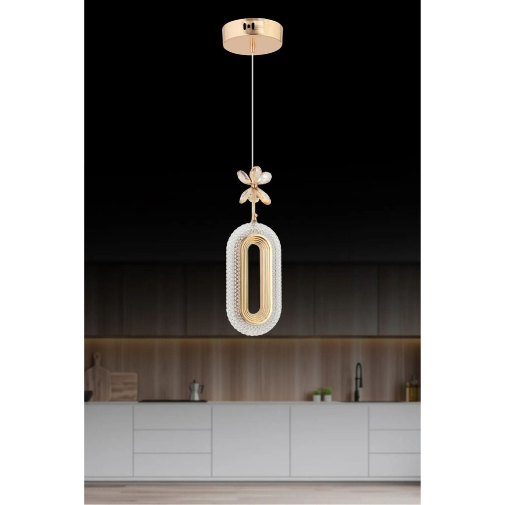 LED Alfa Tekli Gold Ledli Kristal Taşlı LED Avize Oturma Odası Yatak Odası Koridor Avize Fiyatı